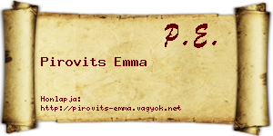 Pirovits Emma névjegykártya